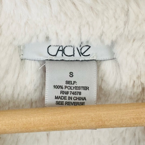 Cache Jacket Faux Fur Silver Grey Faux Leather Open Drape Front Short Jacket - Picture 6 of 8